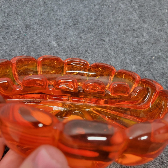 Viking Orange Starburst Glass Ashtray 6.5" Round Dish Trinket Mid Century Art - Picture 4 of 15